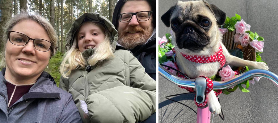 Lever familjeliv med dottern Tilde och hunden Svea.